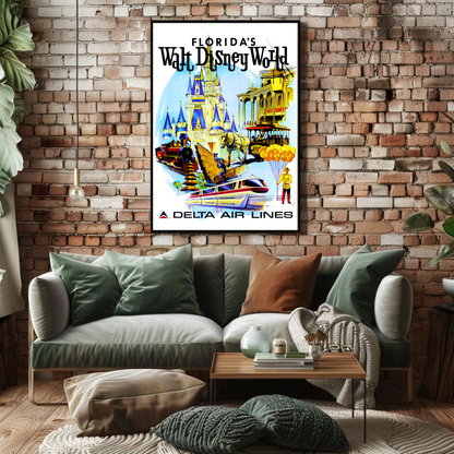 Disney World Florida Air Lines Travel Poster
