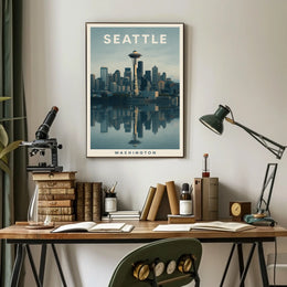 Seattle Skyline Reflection Poster