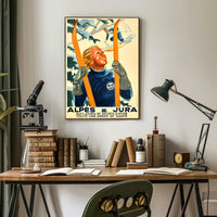 Vintage Winter Alps Sports Scene Travel Poster PosterGoat