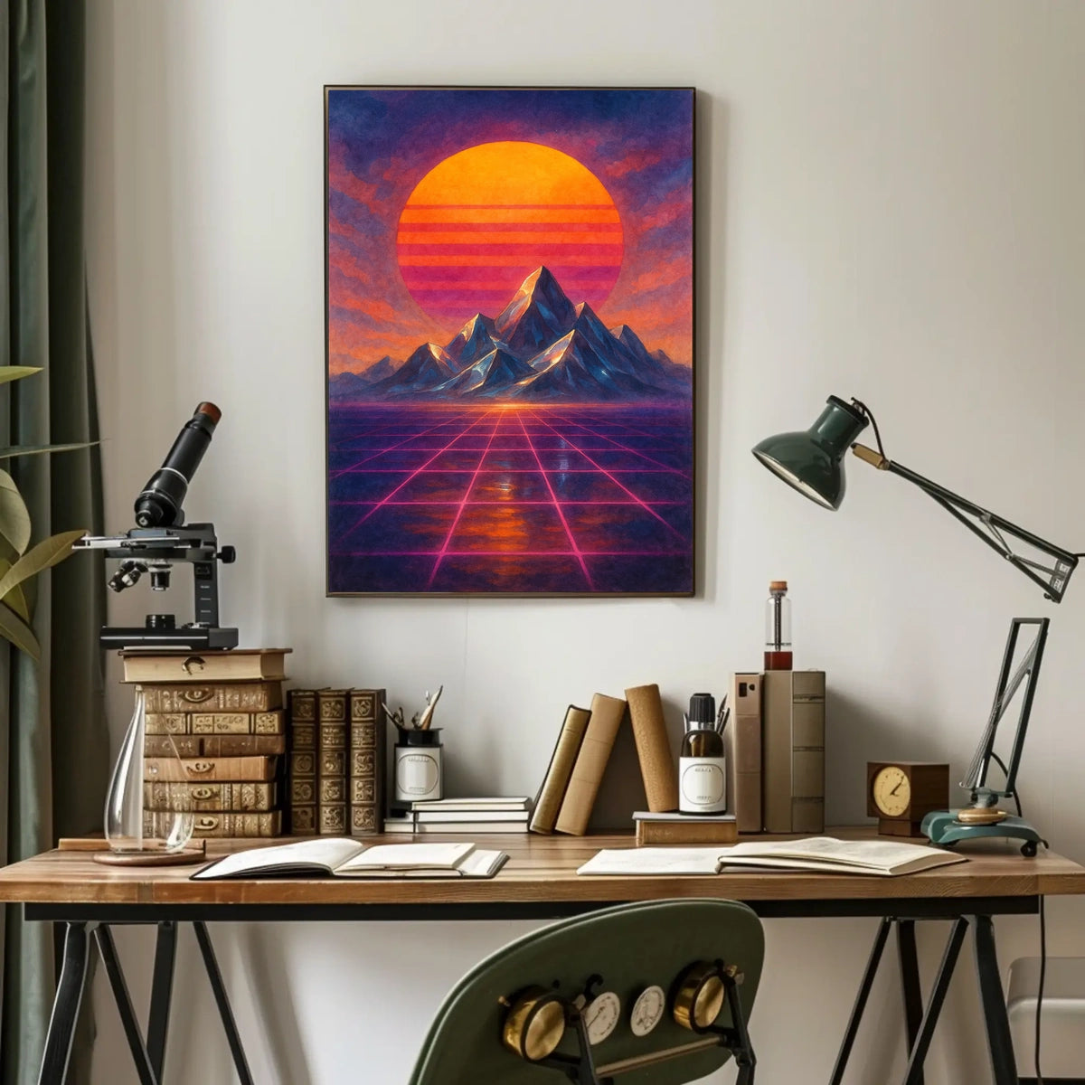 Retro-Futuristic Surreal Landscape Art Poster - Futuristic Sci-Fi Poster