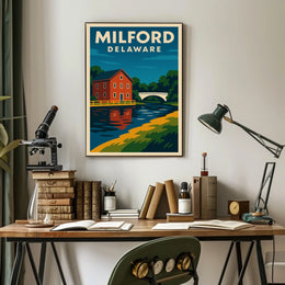 Milford Delaware Scenic Watercolor Wanderlust Poster