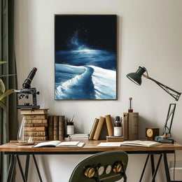 Serene Snowy Landscape Under Starry Sky Poster