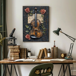 Violin Symphony with Roses Art Print Poster
