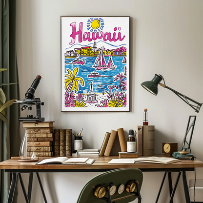 Hawaii USA Tropical Ocean Paradise Colorful Scenery Travel Poster