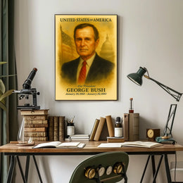 George H. W. Bush 41st President of the United States Vintage Watercolor Poster