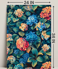 Vibrant Hydrangea Blossom: Ultra-Realistic Artistic Poster
