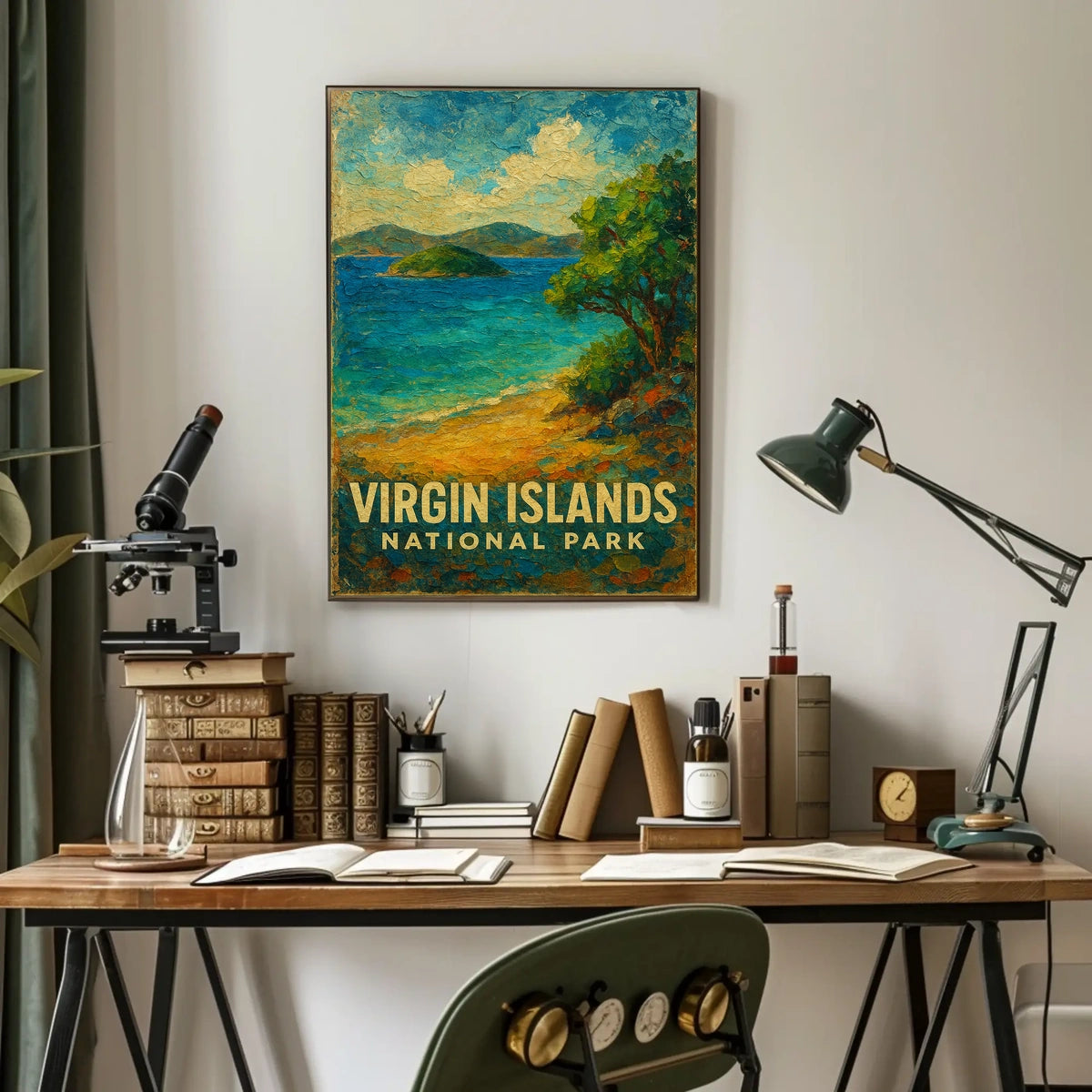 Virgin Islands National Park Scenic Caribbean Coastal Landscape Travel Adventure Poster