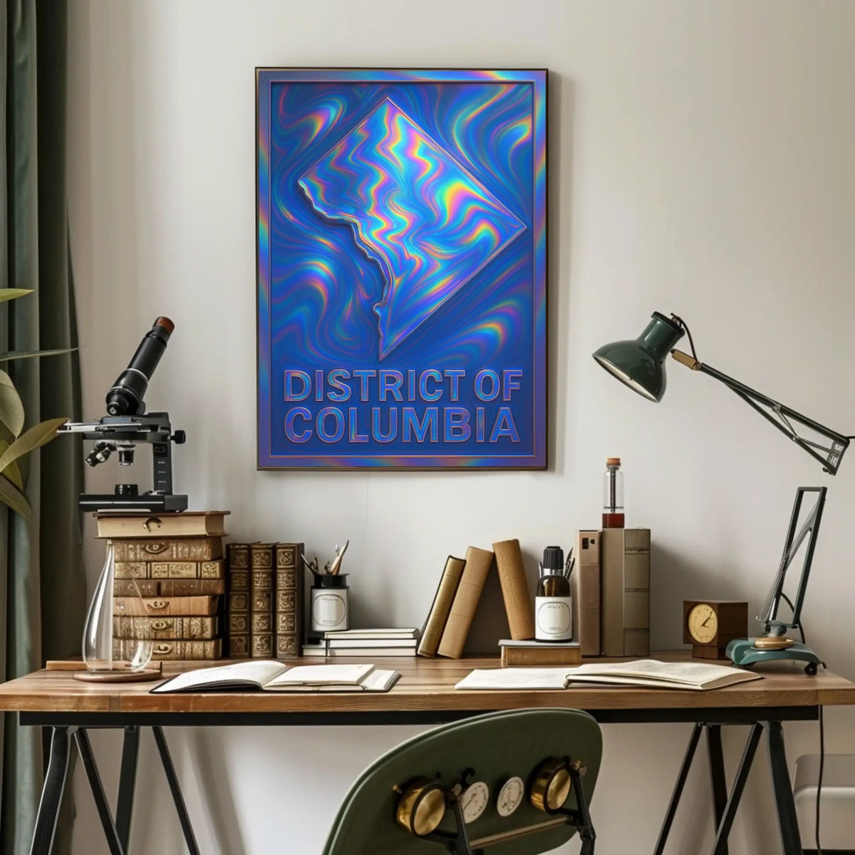 District Of Columbia Vibrant Map Art Poster
