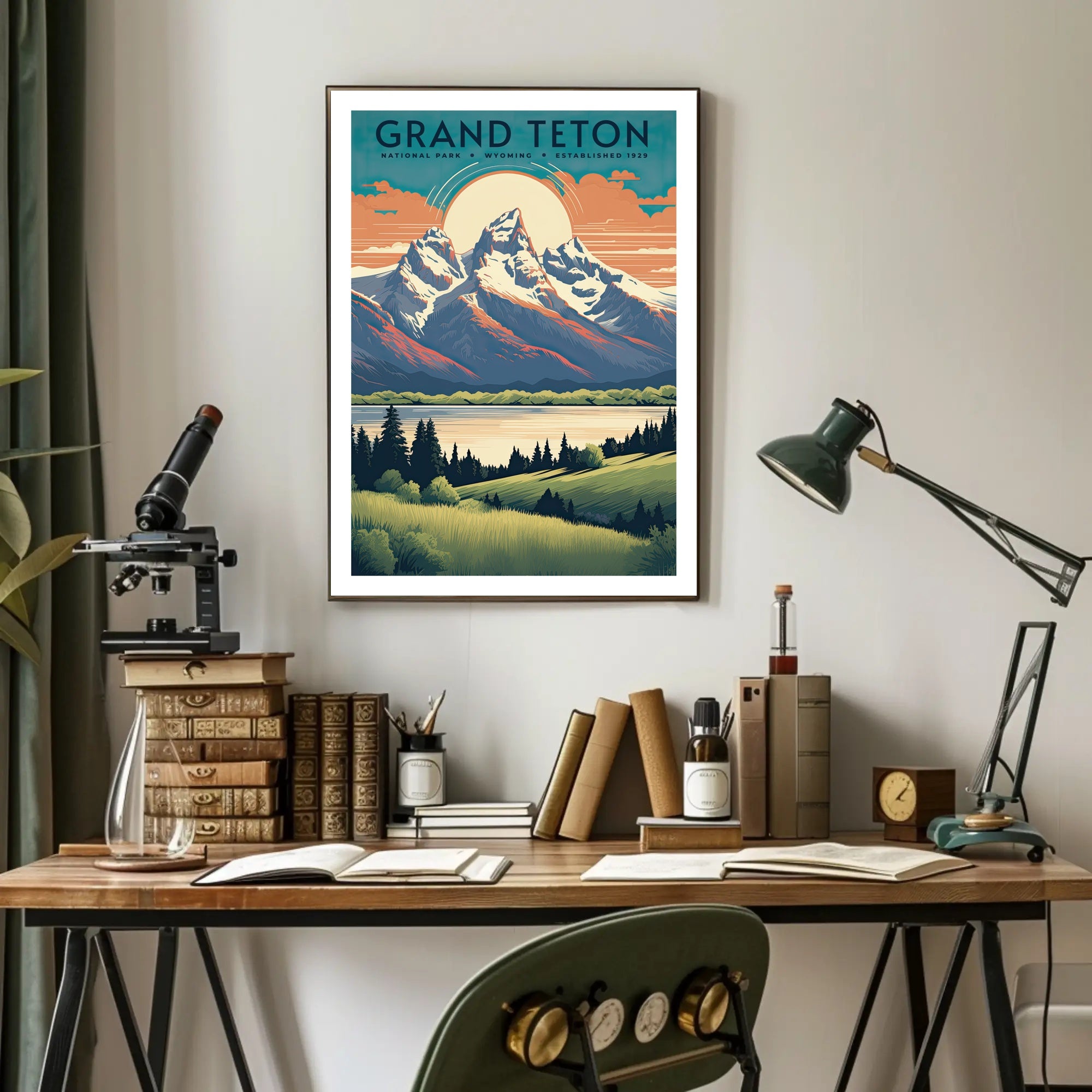 Grand Teton Scenic Vintage Travel Poster Print