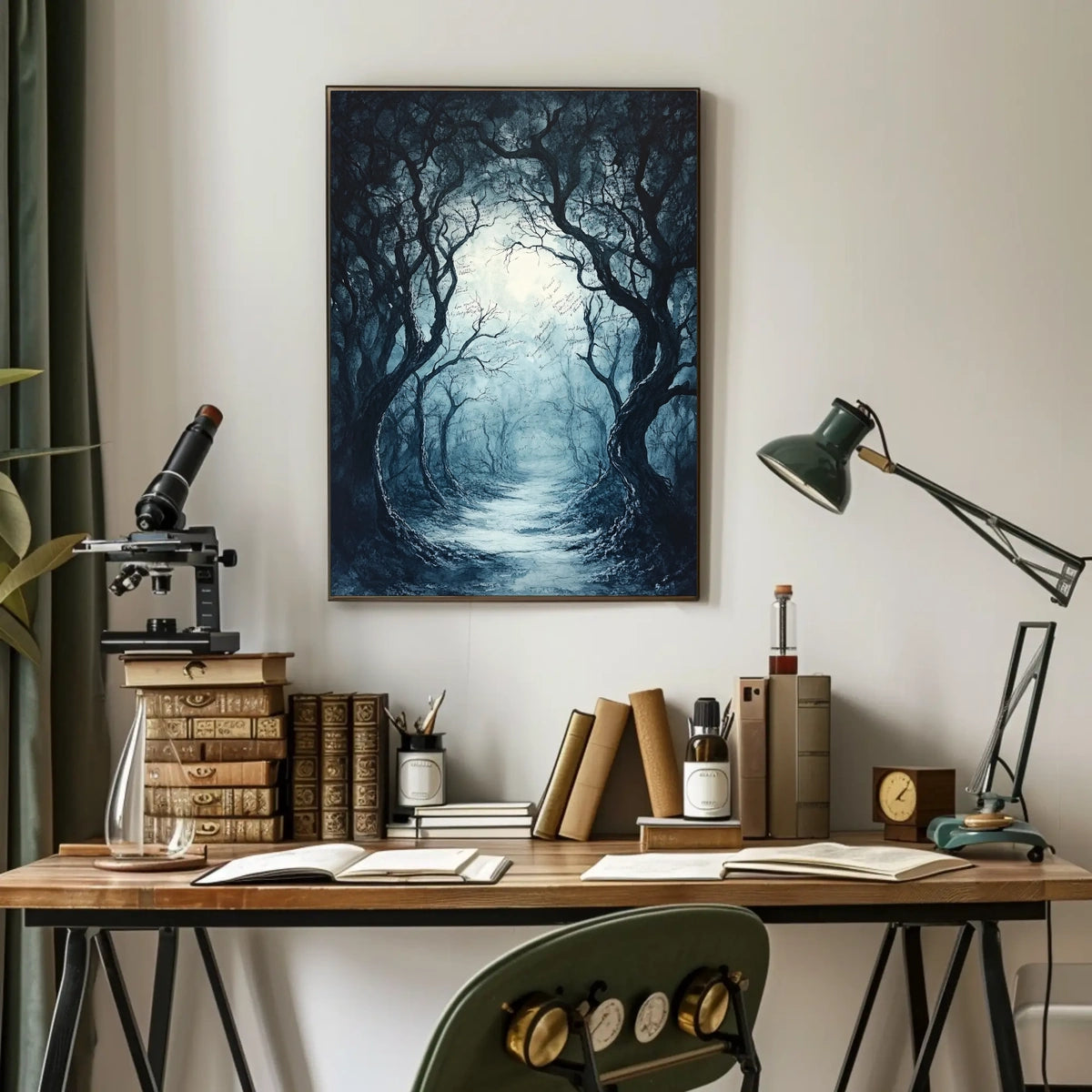 Misty Woodland Pathway Art Print Poster