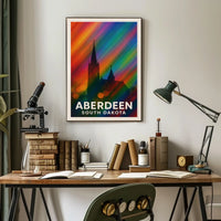 Aberdeen Church Silhouette Rainbow Lights Digital Poster