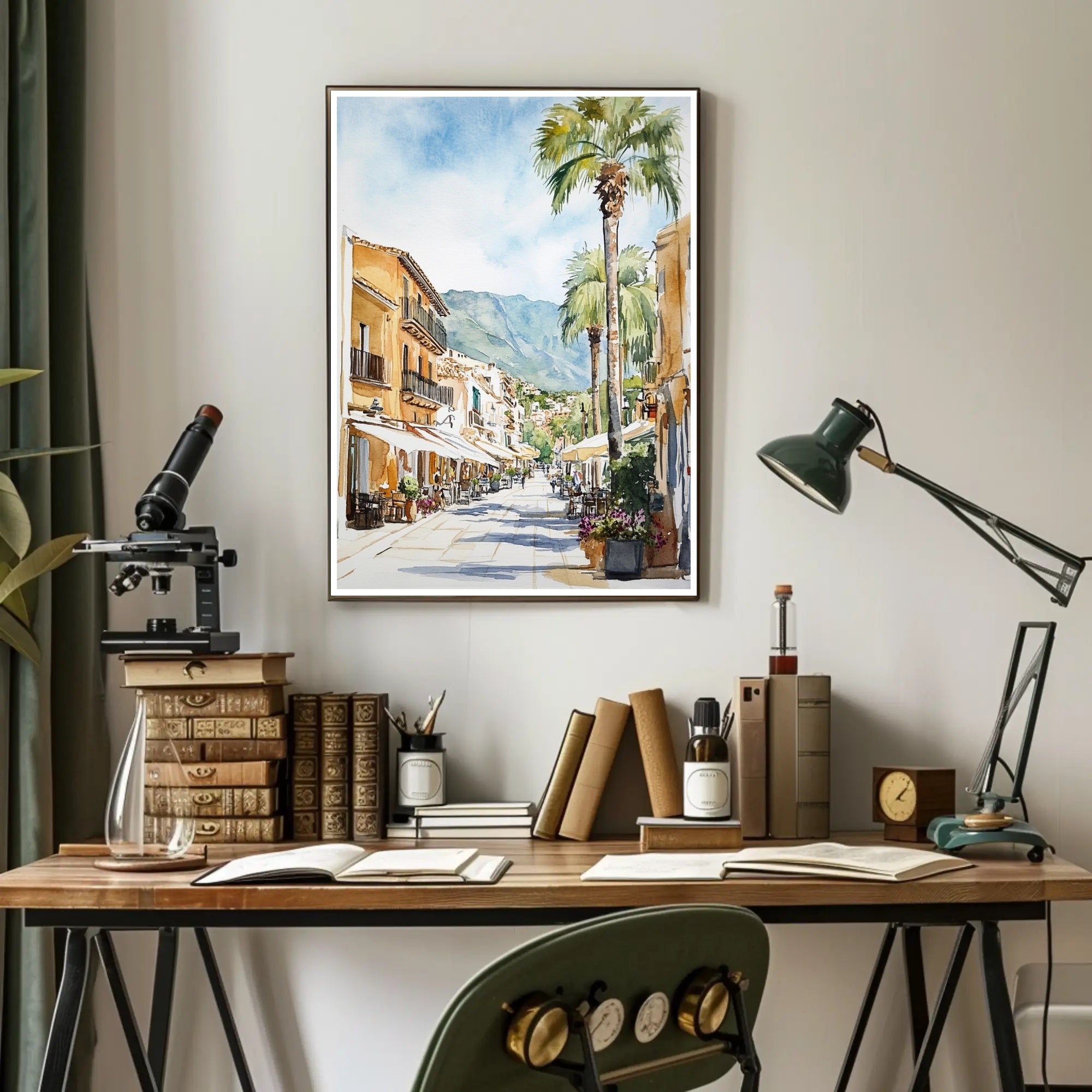 Charming Mediterranean Street Poster PosterGoat