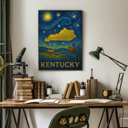 Kentucky Horse and Starry Night Artistic Poster