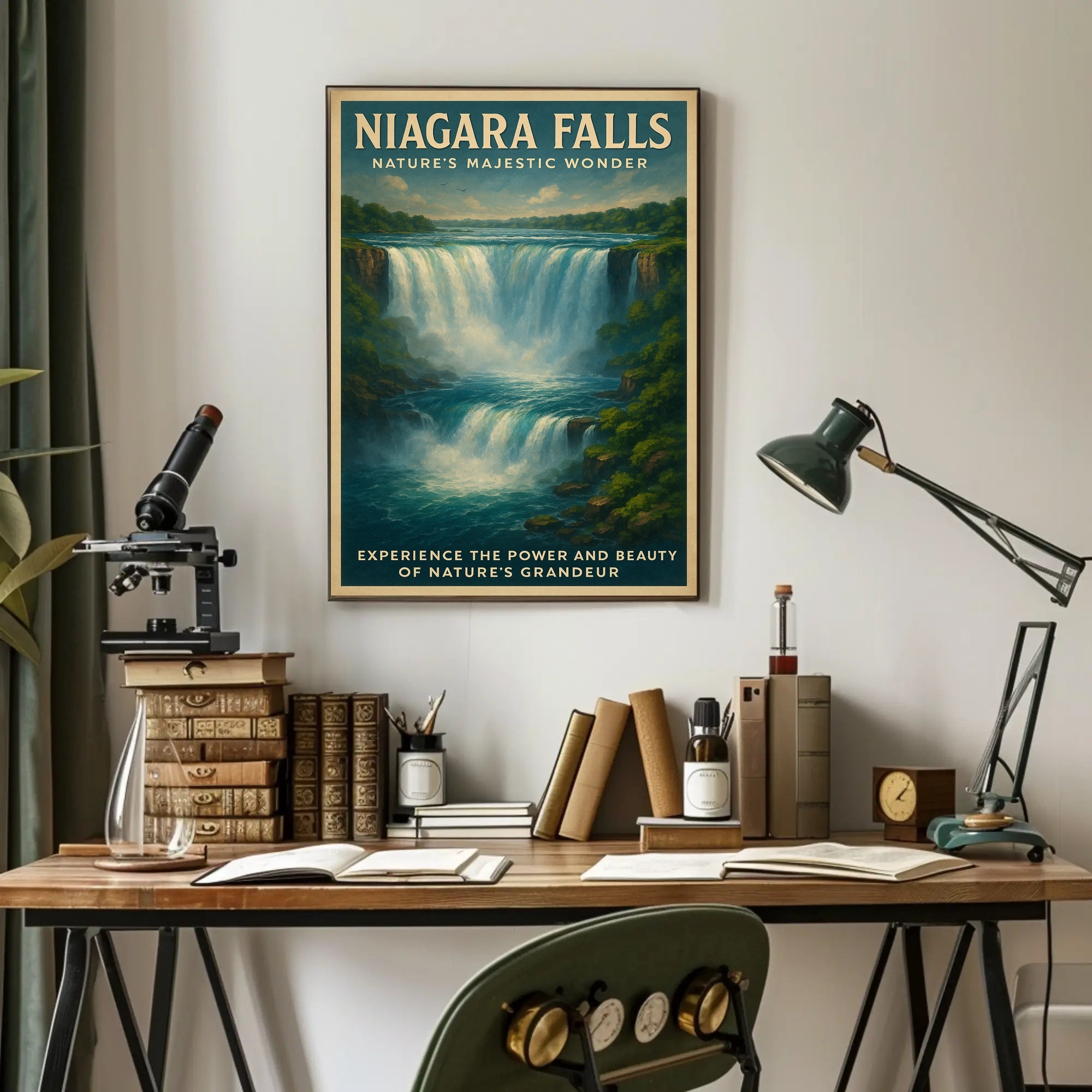 Niagara Falls Vintage Travel Art Illustation Travel Poster