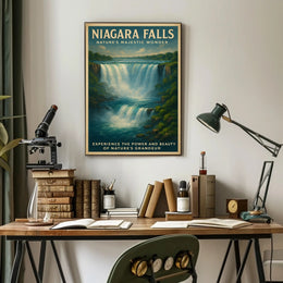Niagara Falls Vintage Travel Art Illustation Travel Poster