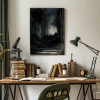 Mysterious Dark Forest Scene Artistry - Artistic Poster PosterGoat