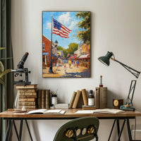Classic American Town Square Scene Main Street Poster