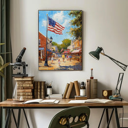 Classic American Town Square Scene Main Street Poster