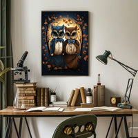 Whimsical Vintage Owls Autumn Fantasy Art Poster
