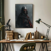 Dark Gothic Skeleton Poster with Red Eyes PosterGoat
