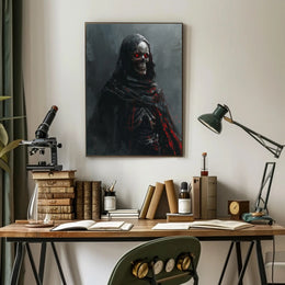 Dark Gothic Skeleton Poster with Red Eyes PosterGoat