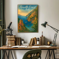 Amalfi Coast Vintage Travel Poster: Mediterranean Serenity