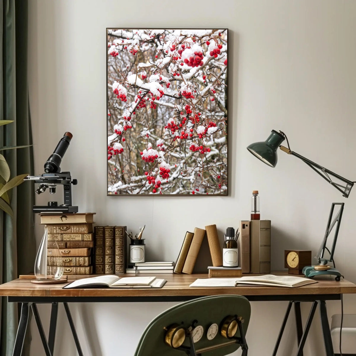 Wintry Red Berries Artwork - Abstract or Artistic Poster