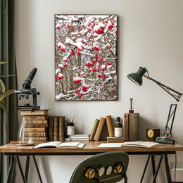 Wintry Red Berries Artwork - Abstract or Artistic Poster