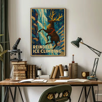Reindeer Ice Climbing Adventure Fantasy Poster