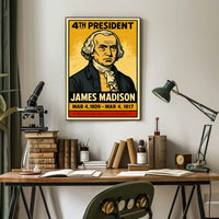 James Madison 4th President of the United States Inked Comic Style Poster