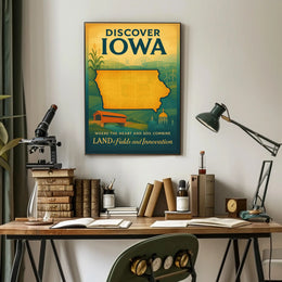 Discover Iowa Vintage Travel Poster