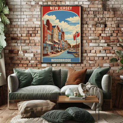 Woodbridge New Jersey Harbor Street View Vintage Travel Poster