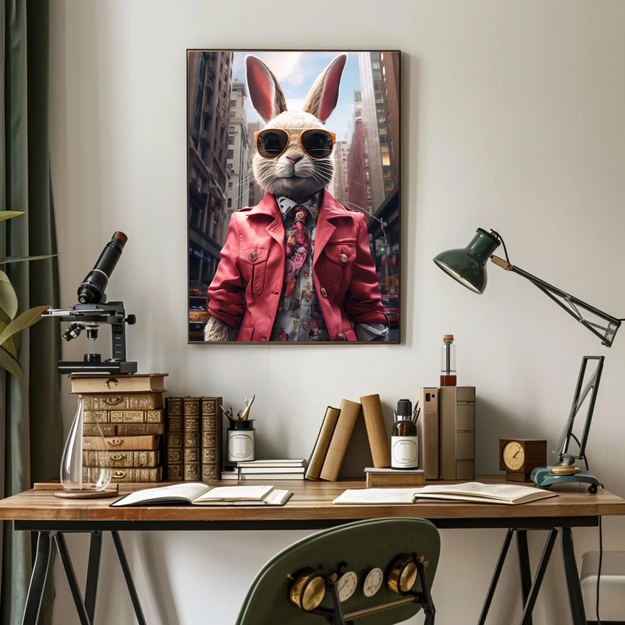 Stylish Rabbit In The City Poster