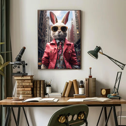 Stylish Rabbit In The City Poster