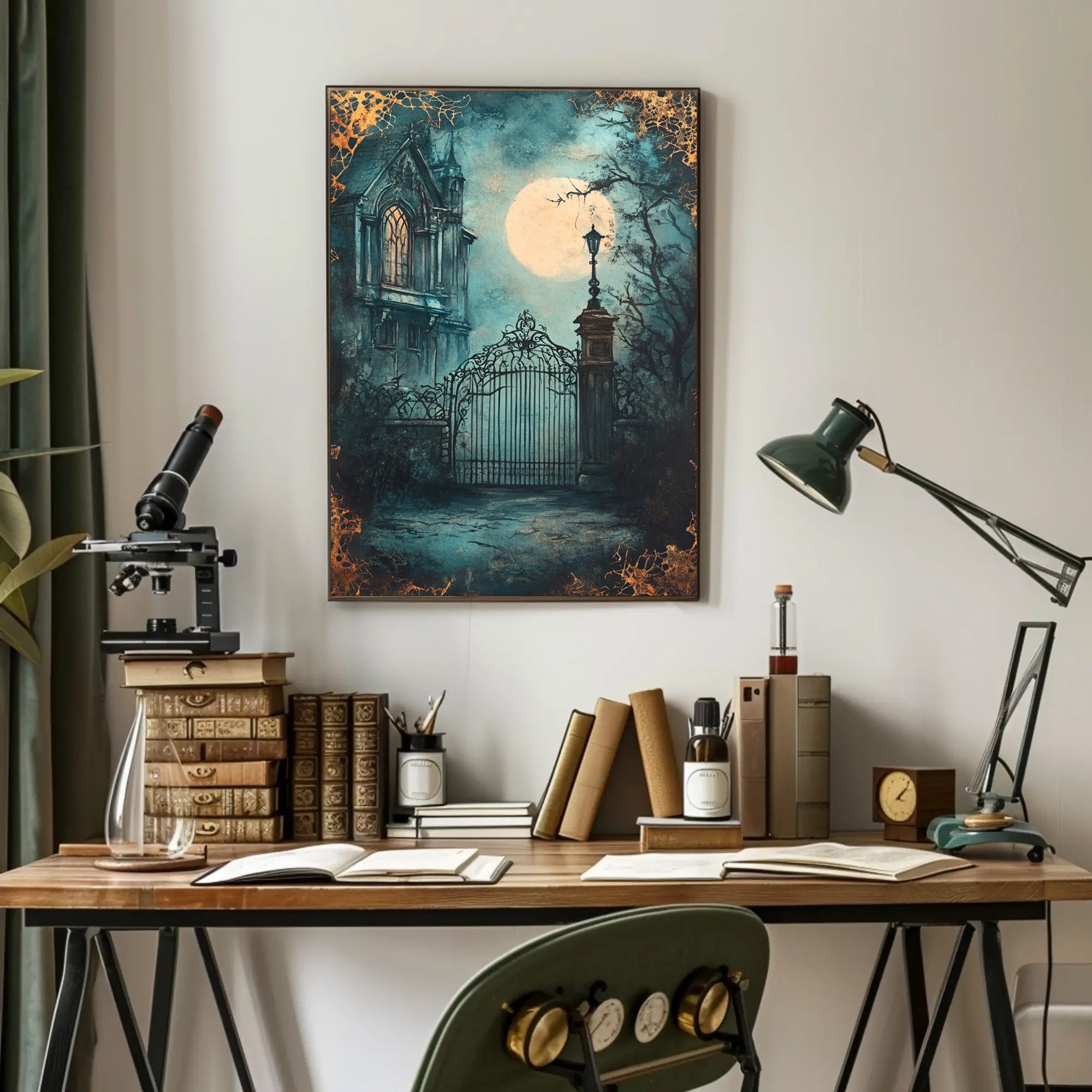 Moonlit Gothic Gate Poster