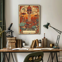Enchanted Tower: Fantastical Landscape with Ornate Structure Poster