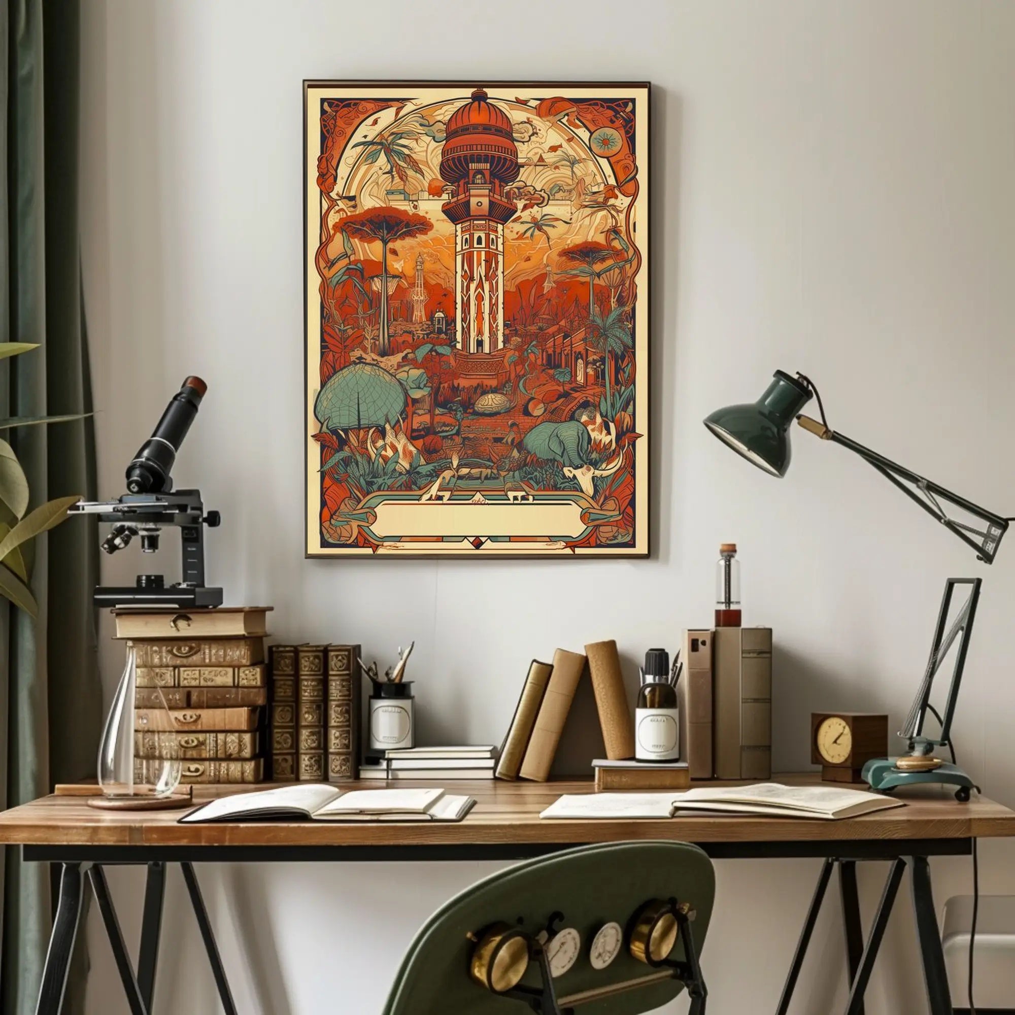 Enchanted Tower: Fantastical Landscape with Ornate Structure Poster