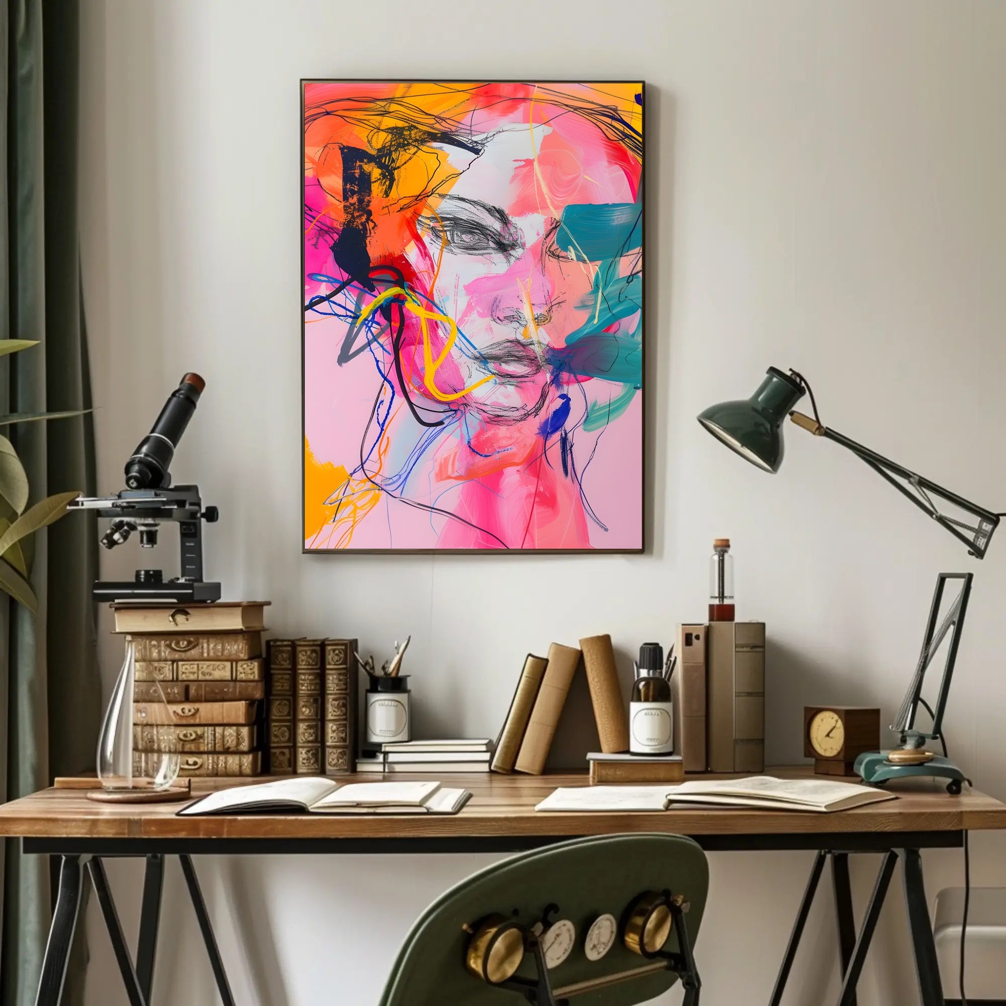Vibrant Abstract Human Face Art Poster in Abstract Category PosterGoat