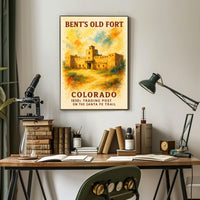 Bent's Old Fort Watercolor Poster: Historic Trading Post