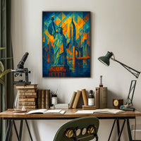 New York City Landmarks Poster Abstract Skyline Wall Art