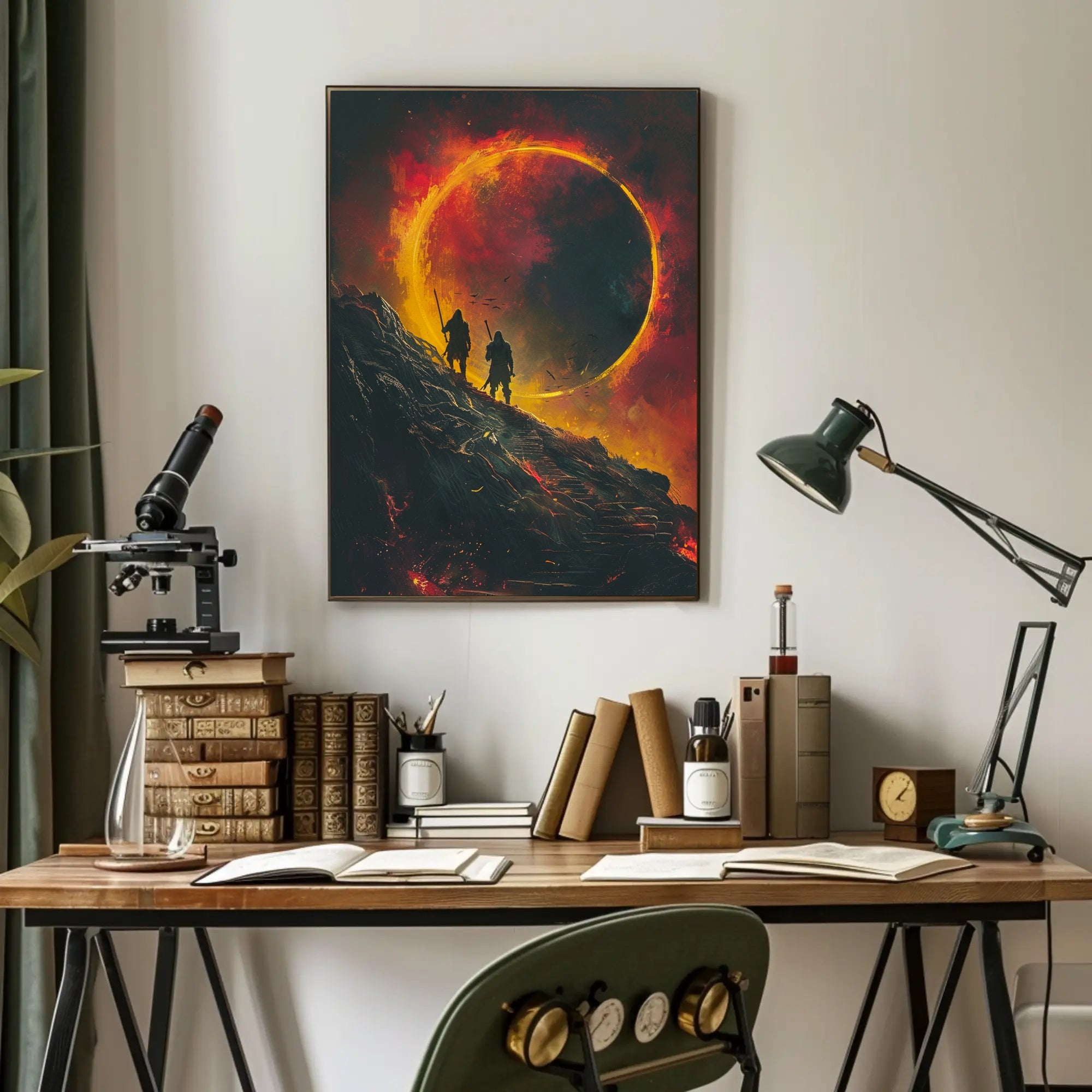 Epic Medieval Adventure in Fiery Fantasy Poster PosterGoat
