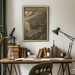 Amalfi Coast Vintage Illustration Poster