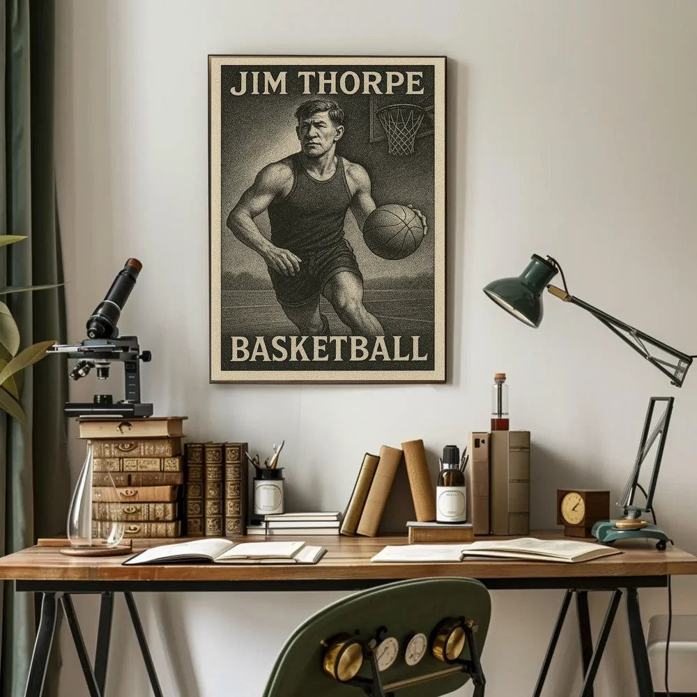 Jim Thorpe Basketball Heritage Art Poster