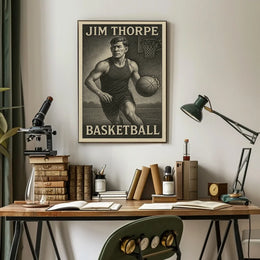 Jim Thorpe Basketball Heritage Art Poster