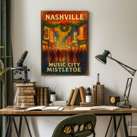 Nashville Music City Mistletoe Poster