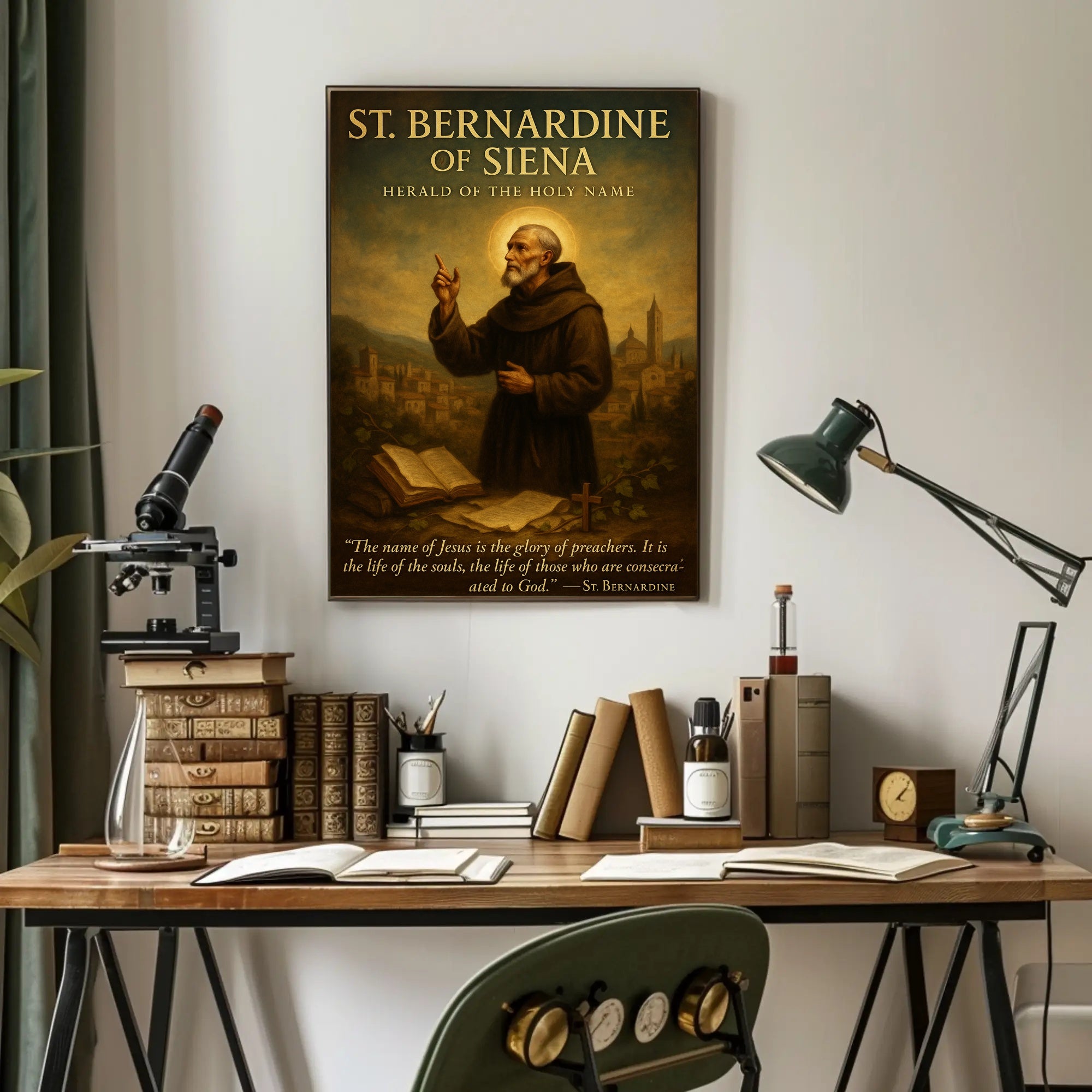 St Bernardine Of Siena Religious Poster Vintage Print