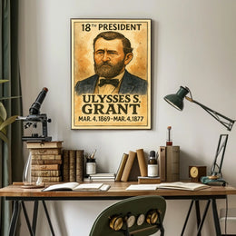 Ulysses S. Grant 18th President of the United States Exaggerated Cartoon Sketch Poster