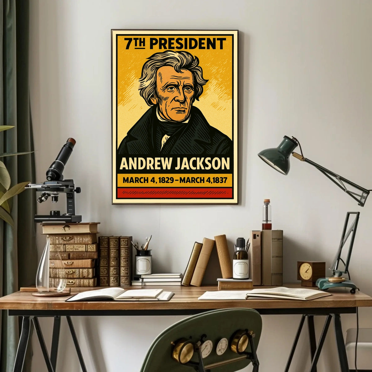 Andrew Jackson 7th President of the United States Inked Comic Style Poster