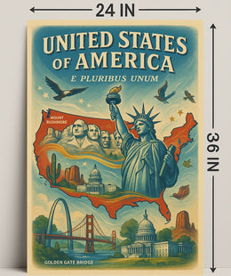 Iconic Symbols of America Poster PosterGoat