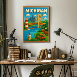 Michigan Adventure Poster Scenic Wall Art For Home Decor